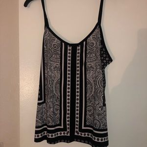 Black color block paisley tank